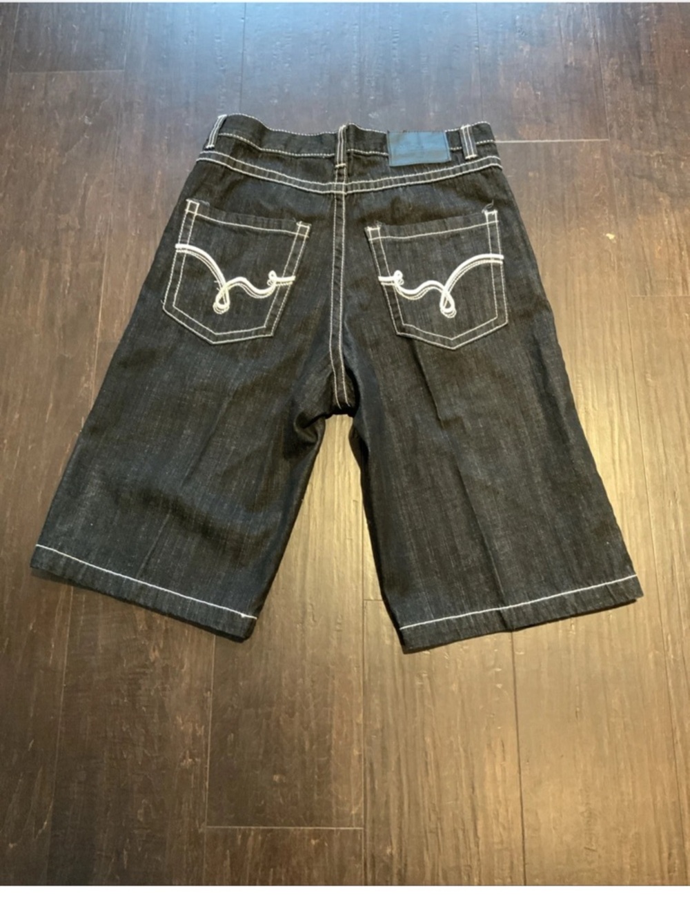 Smoke Rise Shorts Mens 36 Black Denim Embroidered Urban Wide Leg